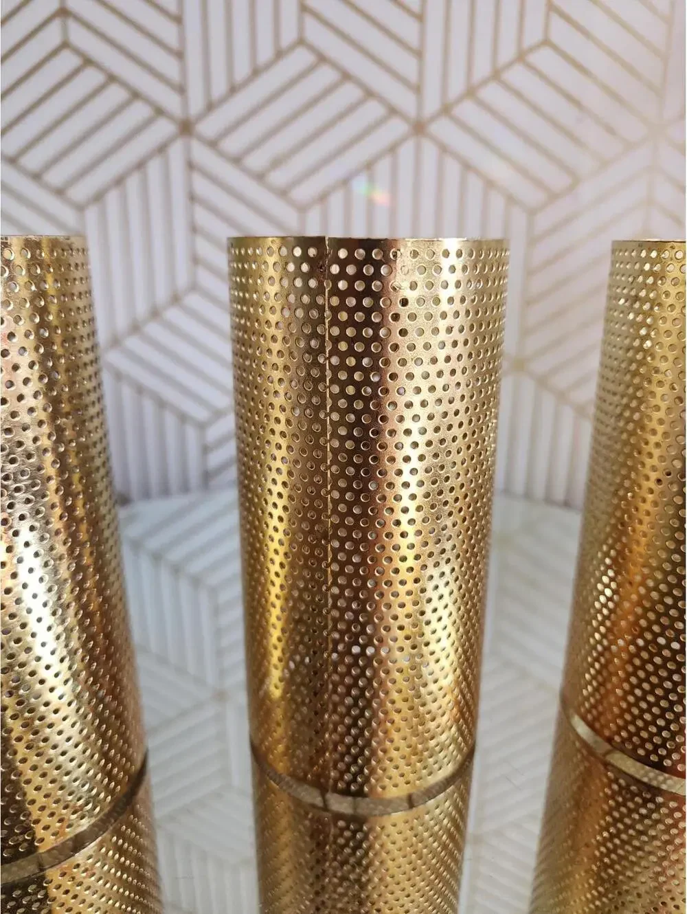 Vintage Mid Century Modern Brass Mesh Light Diffuser 5